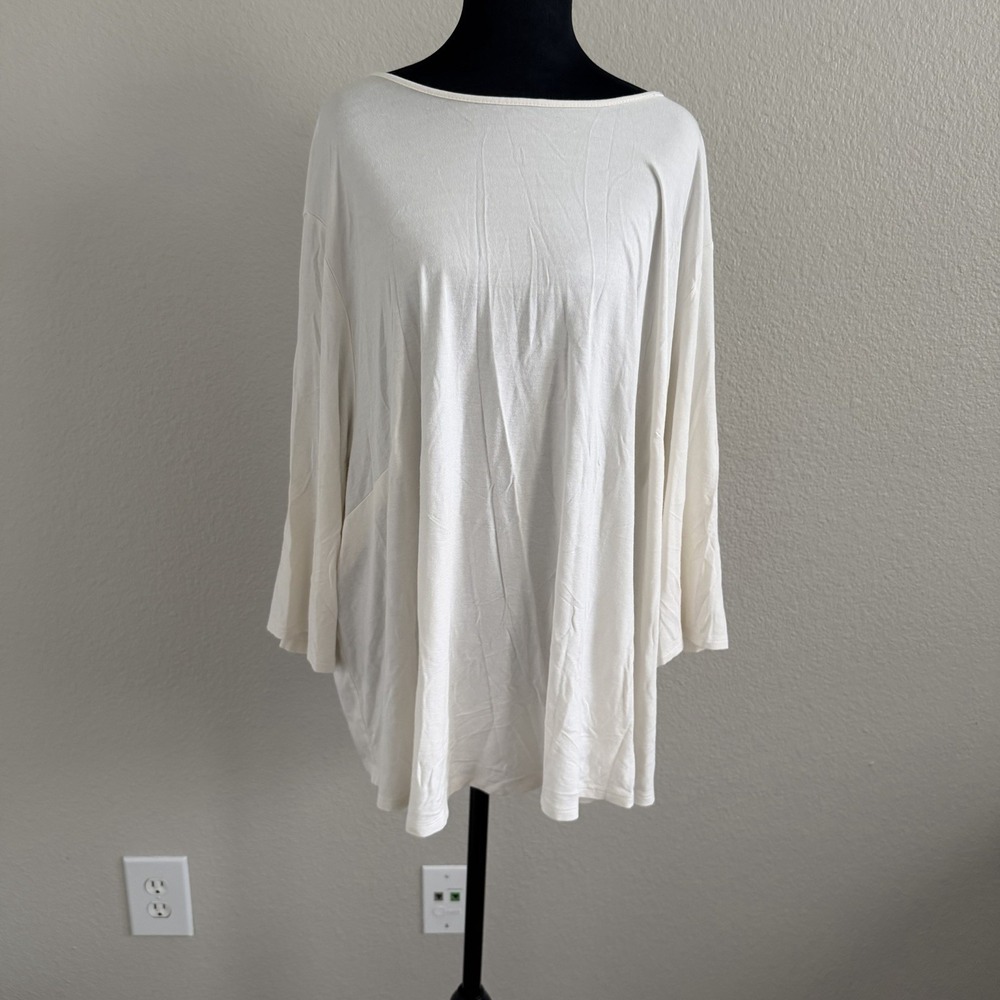 J. Jill Women's 4X Wearever Collection Tunic Top Blouse Ivory Stretch Soft